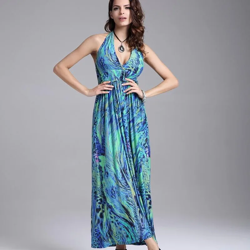 2019 Summer Sundress Sexy Floor Length Dress Bohemian Sleeveless Elegant Colourful Peacock Floral Print Long Maxi Dress
2019 Summer Sundress Sexy Floor Length Dress Bohemian Sleeveless Elegant Colourful Peacock Floral Print Long Maxi Dress