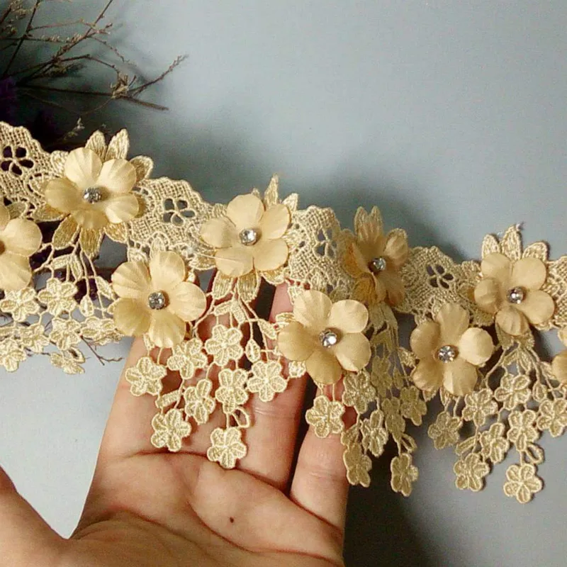 1 Yard Gold 9cm Pearl 3D Flower Tassel Lace Edge Trim Ribbon Fabric Embroidered Applique Sewing Craft Wedding Dress Clothes
1 Yard Gold 9cm Pearl 3D Flower Tassel Lace Edge Trim Ribbon Fabric Embroidered Applique Sewing Craft Wedding Dress Clothes
