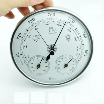 

128mm 3 in 1 Barometer With Thermometer and Hygrometer Humidity Silver Outdoor Fishing