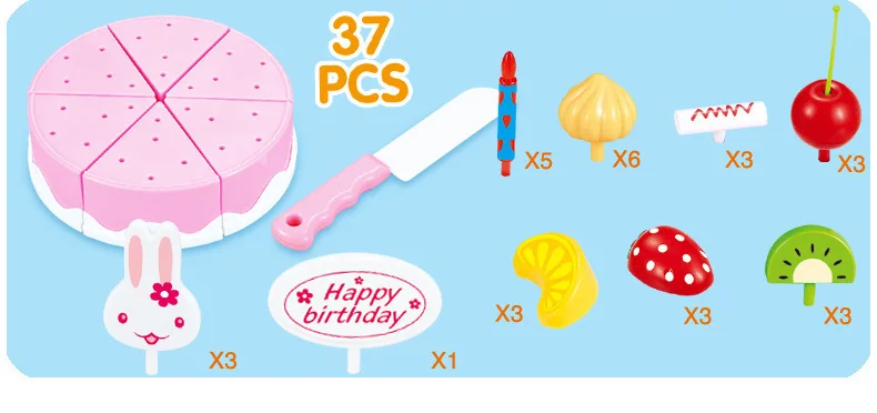 Safe ABS 38 pcs/Set Plastic Kitchen Food Fruit birthday cake Cutting Kids Pretend Play Educational girl DIY De Juguete boy gift 10