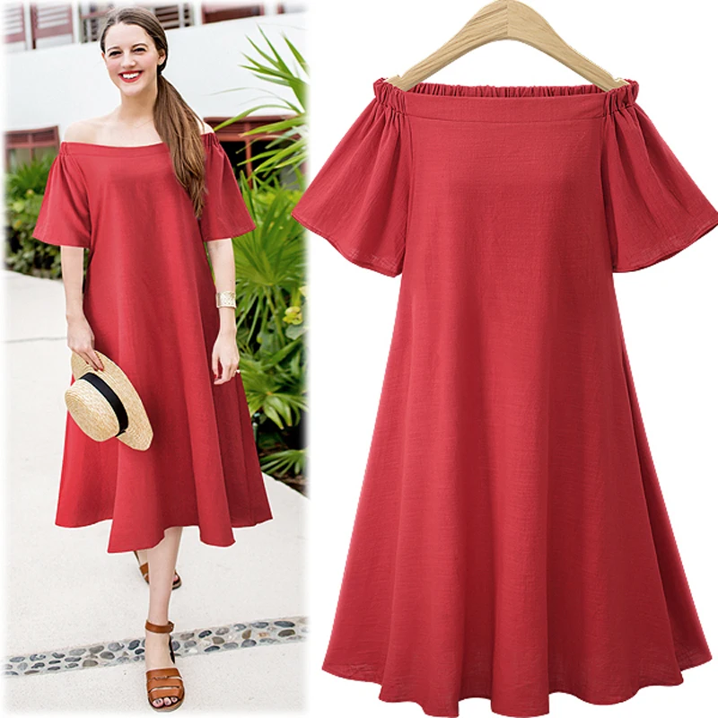 New 2018 Fashion Loose Summer Dress Women Slash neck Short Sleeve Long Dress Party Casual Dress vestido 
New 2018 Fashion Loose Summer Dress Women Slash neck Short Sleeve Long Dress Party Casual Dress vestido