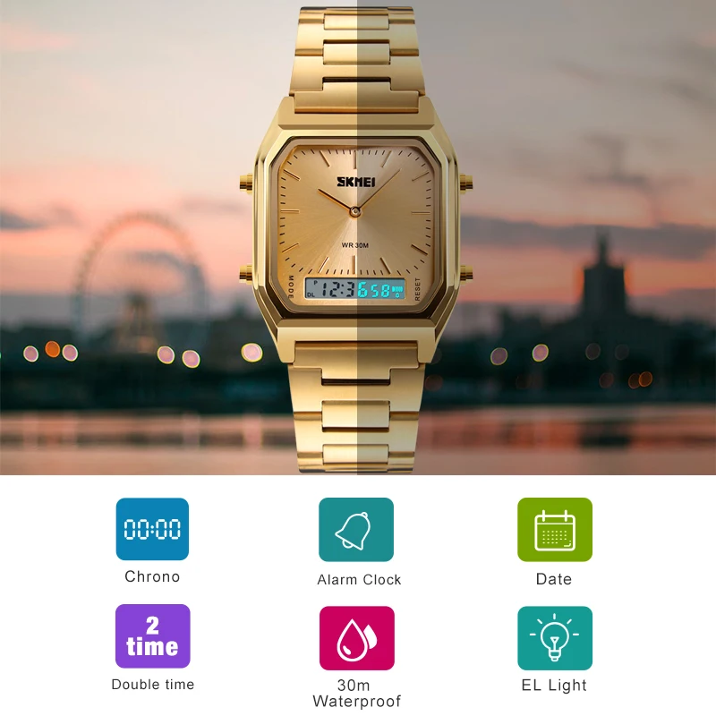SKMEI Fashion Casual Watch Men Digital Dual Time Sports Chronograph 3bar Waterproof Quartz Wristwatches relogio masculino
SKMEI Fashion Casual Watch Men Digital Dual Time Sports Chronograph 3bar Waterproof Quartz Wristwatches relogio masculino