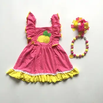 baby girls summer dress kids pink dress with lemon girls boutique dress with accessories
baby girls summer dress kids pink dress with lemon girls boutique dress with accessories