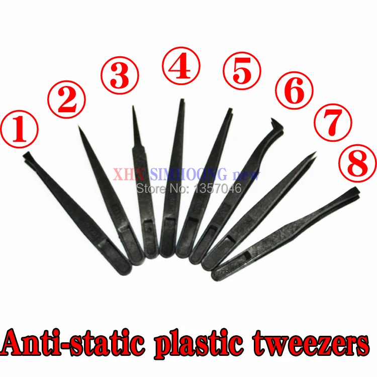 8pcs/lot Anti-static plastic tweezers clip black carbon fiber tip tweezers pliers round flat head elbow plastic tweezers suit
8pcs/lot Anti-static plastic tweezers clip black carbon fiber tip tweezers pliers round flat head elbow plastic tweezers suit