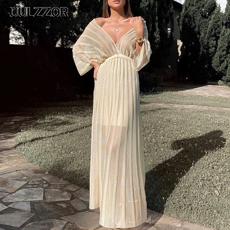 UULZZOR women party dresses maxi dress batwing sleeve off the shoulder lace dresses sexy v neck hollow out mesh long Vestidos
UULZZOR women party dresses maxi dress batwing sleeve off the shoulder lace dresses sexy v neck hollow out mesh long Vestidos