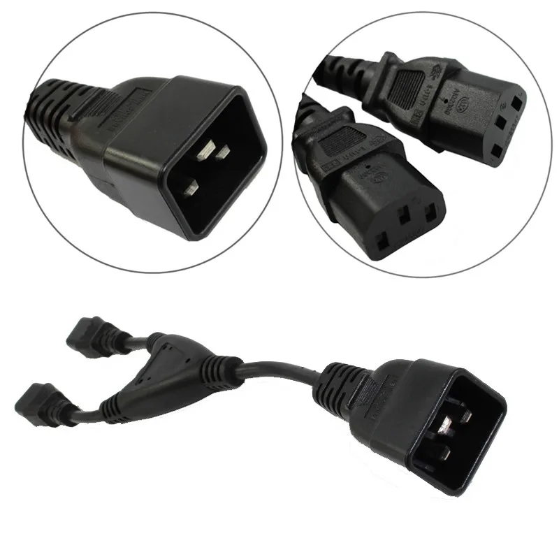 IEC 320 C20 Male to 2 x C13 Female Y Splitter Cable double C13 C20 Power Cord Server UPS Power Cable 30CM extension cord
IEC 320 C20 Male to 2 x C13 Female Y Splitter Cable double C13 C20 Power Cord Server UPS Power Cable 30CM extension cord