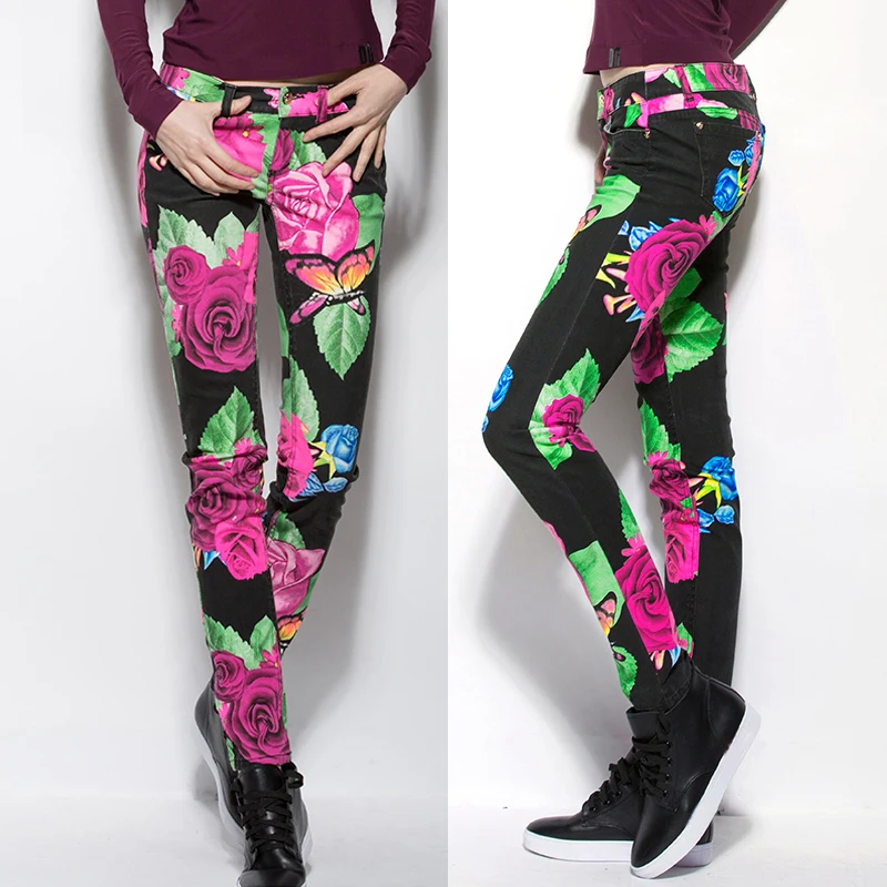 Spring Summer Fashion Women Floral Pattern Printed Skinny Pencil Jeans Pants , 2017 Fall Womens Flower Low Waist Denim Trousers
Spring Summer Fashion Women Floral Pattern Printed Skinny Pencil Jeans Pants , 2017 Fall Womens Flower Low Waist Denim Trousers
