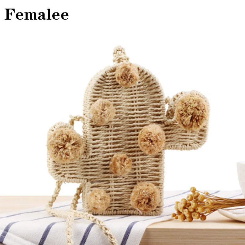FEMALEE Cactus Beach Straw Bag Pompom Mini Shoulder Phone Handbags Raffia Knitted Handmade Summer Female Messenger Bolsa Feminia
FEMALEE Cactus Beach Straw Bag Pompom Mini Shoulder Phone Handbags Raffia Knitted Handmade Summer Female Messenger Bolsa Feminia