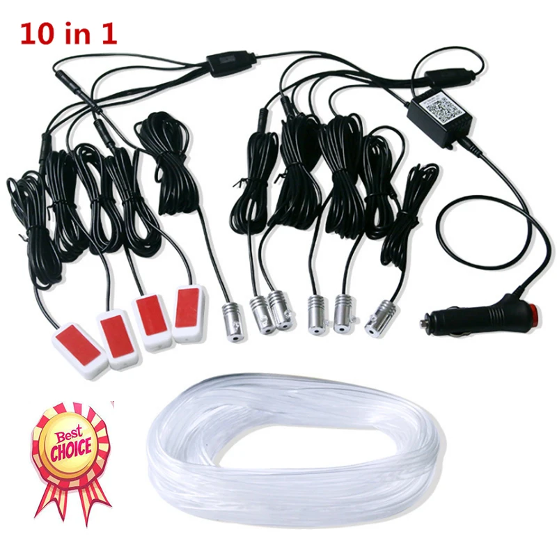 10 in 1 RGB LED with 8M Interior decoration car fiber optic strip light by App Control 12V decorative atmosphere lamps Universal
10 in 1 RGB LED with 8M Interior decoration car fiber optic strip light by App Control 12V decorative atmosphere lamps Universal