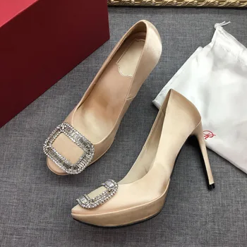 Silk Crystal Pumps Woman Spring Thin High Heels Wedding Slip on High-heeled Shoes Women New Rhinestone Square Buckle Pumps
Silk Crystal Pumps Woman Spring Thin High Heels Wedding Slip on High-heeled Shoes Women New Rhinestone Square Buckle Pumps