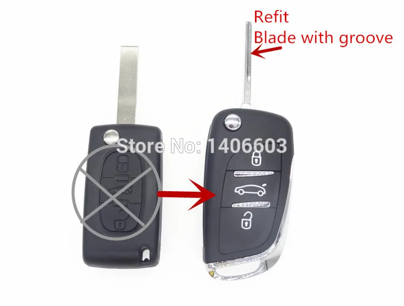 AUTEWODE чехол для выкидного ключа PEUGEOT 406 408 308 207 407 Refit 3 BTN дистанционного брелок CE0536