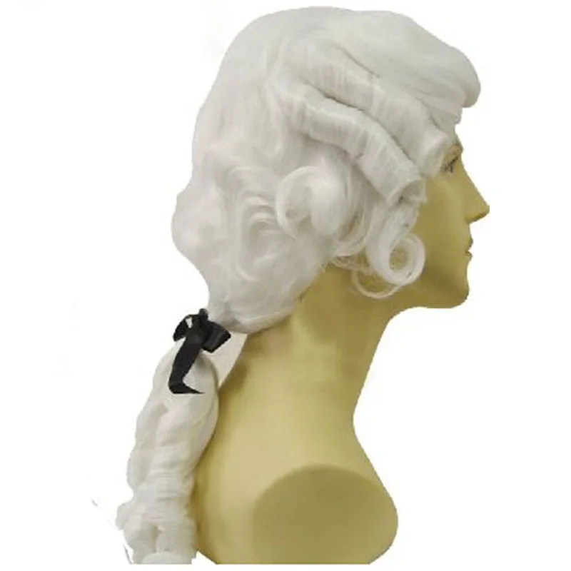 

Ebingoo White Lawyer Judge Wig Baroque Curly Male Colonial Deluxe Historical Costume Synthetic Cosplay Wig for Halloween Cosplay