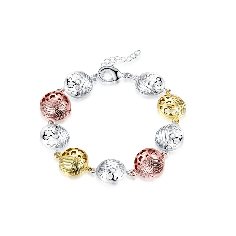 Fashion Silver Jewelry Bracelets Bangles Female Girl Beads Hollow Shell Flower Hand Chain Bracelet For Women Best Friend Gift | Украшения и