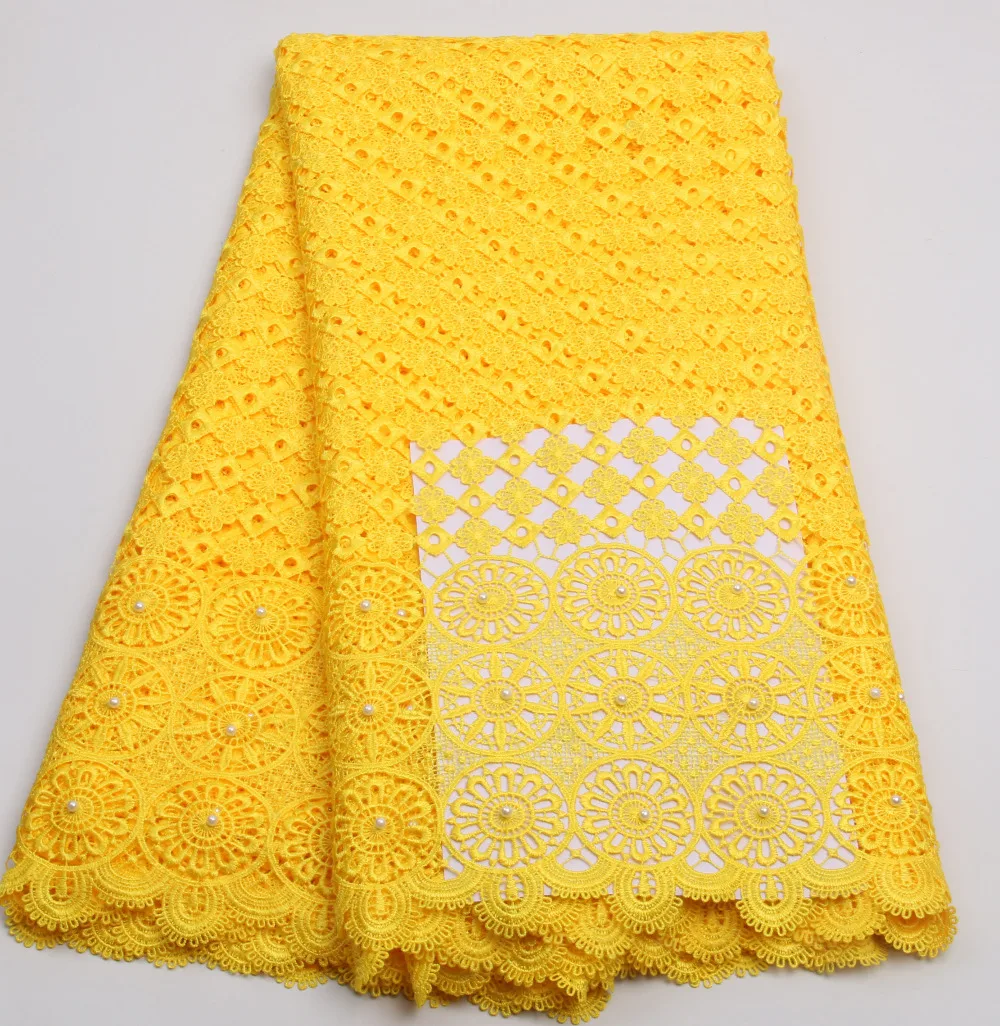 Yellow swiss guipure lace high quality beaded lace fabric wedding new design african lace dress for women PGC216B-2
Yellow swiss guipure lace high quality beaded lace fabric wedding new design african lace dress for women PGC216B-2