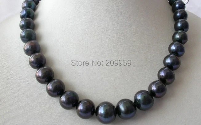 huij 004113 stunning big 11.5-14mm round black freshwater cultured pearl necklace silver clas
huij 004113 stunning big 11.5-14mm round black freshwater cultured pearl necklace silver clas