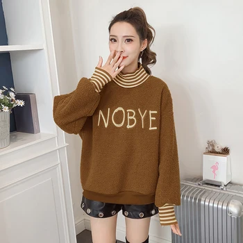 Auttum Winter New Thick Warm Hoodies Striped Patchwork Turtleneck Sweatshirt Loose Korean Long Sleeve Pullover Sweatshirt NO666
Auttum Winter New Thick Warm Hoodies Striped Patchwork Turtleneck Sweatshirt Loose Korean Long Sleeve Pullover Sweatshirt NO666