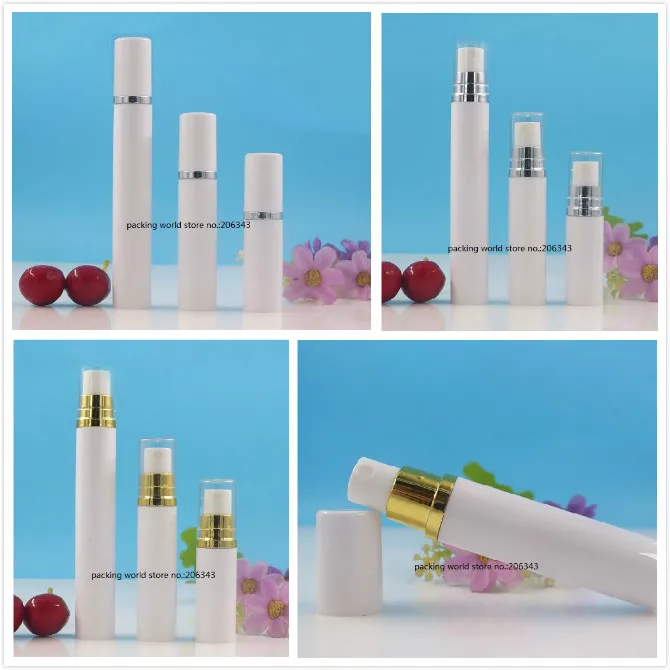 15ML white plastic airless bottle with gold/silver collar mist sprayer clear/white lid for toilet/toner/water cosmetic packing
15ML white plastic airless bottle with gold/silver collar mist sprayer clear/white lid for toilet/toner/water cosmetic packing