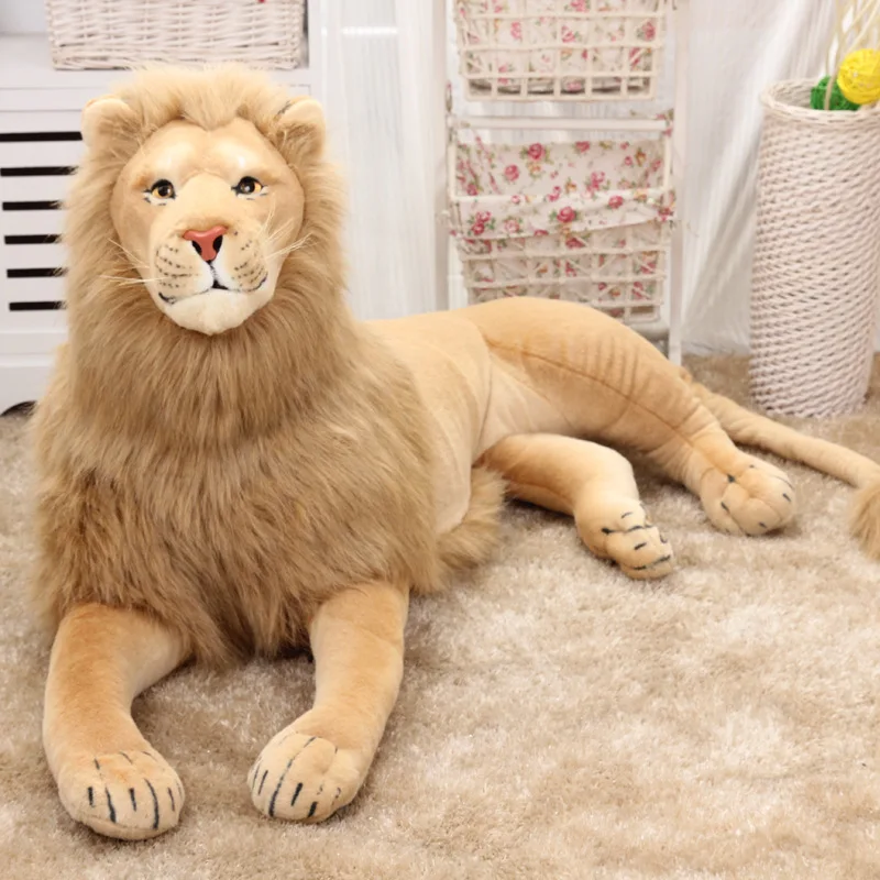 

110cm Large Cool lying lion Pillow lively Simulated Animals model Kids mount home decoration stuff Plush doll Children toys gift