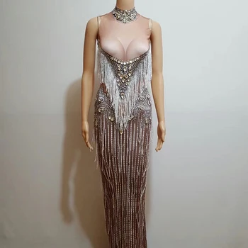 Jazz Dance Costumes Nude Sparkly Crystals Tassel Dress Bar Dj Led Suit Sexy Nightclub DS Singer Stage Show Rave Clothes DN1989
Jazz Dance Costumes Nude Sparkly Crystals Tassel Dress Bar Dj Led Suit Sexy Nightclub DS Singer Stage Show Rave Clothes DN1989