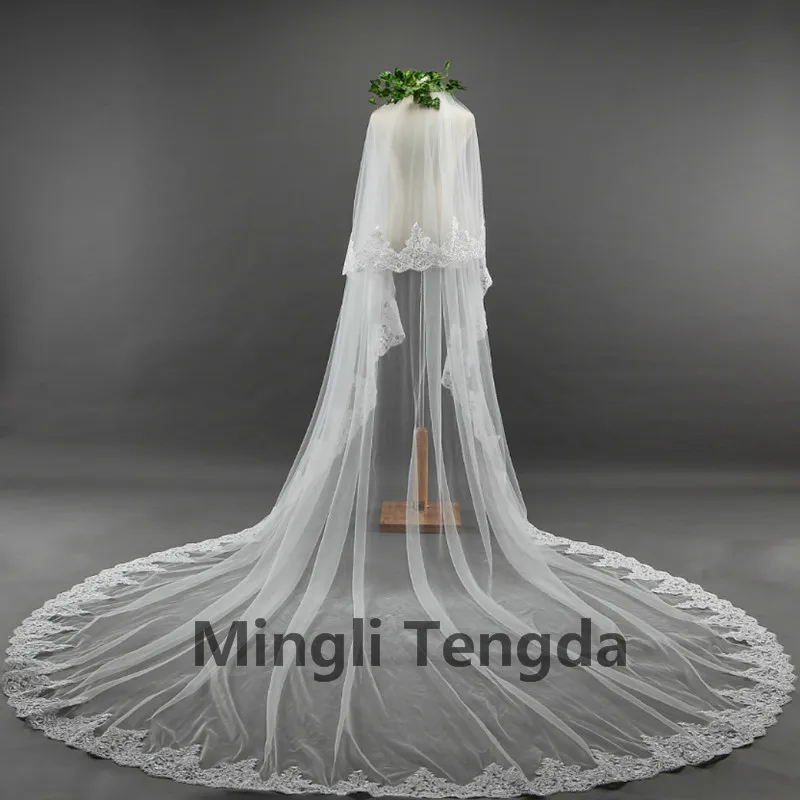 3.5 Meter Bridal Veil Two layer Wedding Veils veu de noiva Wedding Veil with Comb Wedding Accessories Lace Edge Mingli Tengda
3.5 Meter Bridal Veil Two layer Wedding Veils veu de noiva Wedding Veil with Comb Wedding Accessories Lace Edge Mingli Tengda