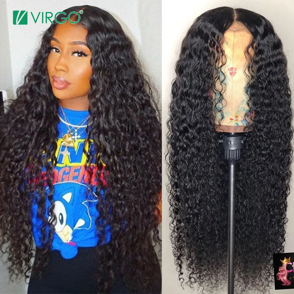 Virgo Peruvian Curly Human Hair Wig Glueless Lace Front Human Hair Wig With Baby Hair Pre Plucked Remy Hair 130 Density(China)