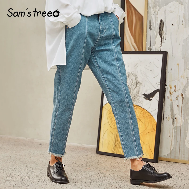 Samstree Spring Summer Sheer Cotton Women Ankle-Length Pencil Pants Female Jeans Fringed Edge Elastic Waist
Samstree Spring Summer Sheer Cotton Women Ankle-Length Pencil Pants Female Jeans Fringed Edge Elastic Waist