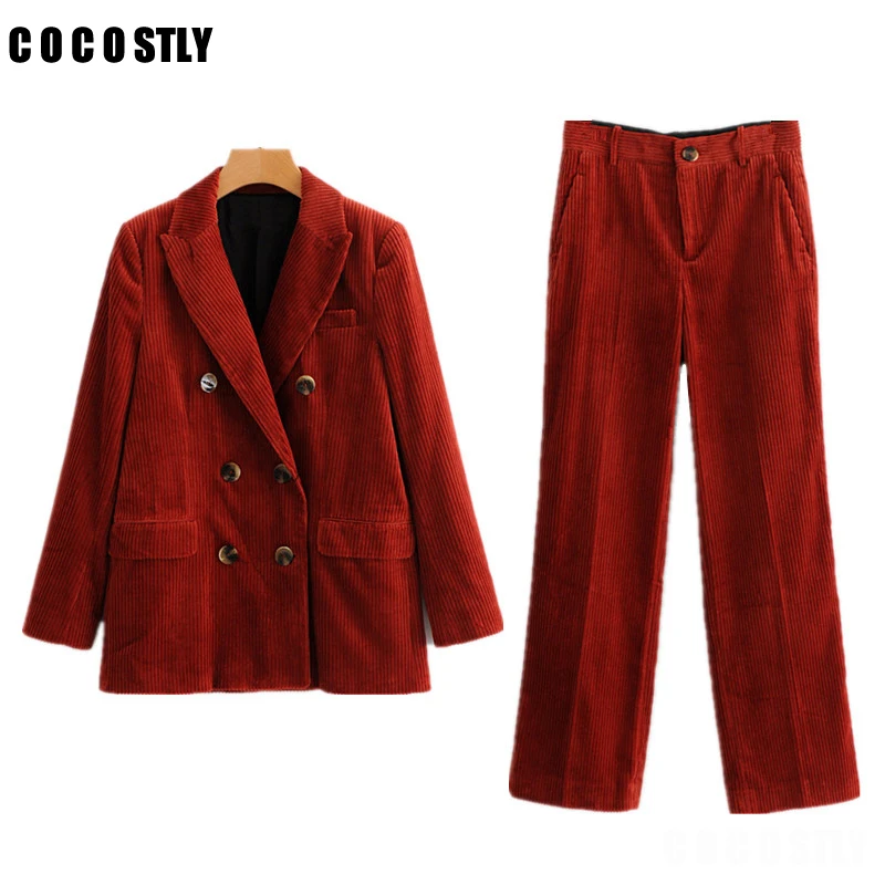 Set female 2019 autumn pants suits fashion corduroy suit jacket + casual trousers elegant fashion two-piece women suits clothing
Set female 2019 autumn pants suits fashion corduroy suit jacket + casual trousers elegant fashion two-piece women suits clothing