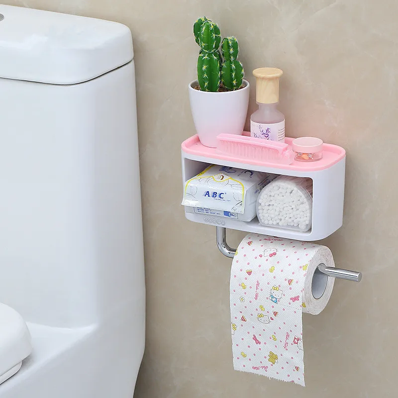 

Bathroom Essentials Towel Hanger Soap Shelf Wall Paste Mounted Shampoo Storage Rack