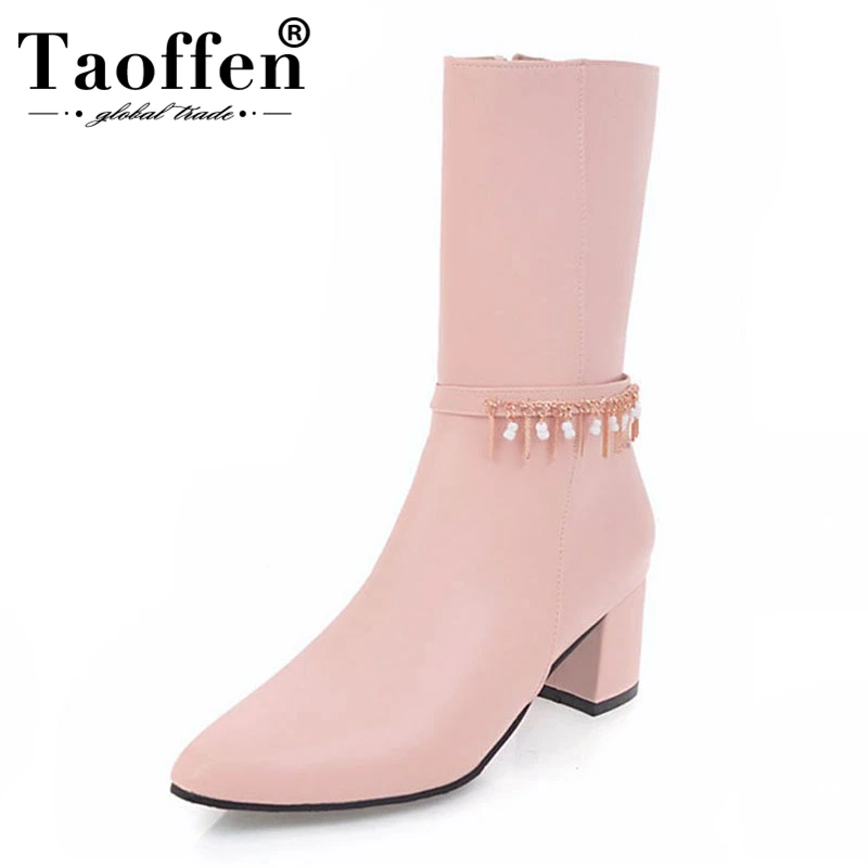 TAOFFEN Big Size 32-48 New Arrival Lady Basic Winter Boots Pointed Toe Zip Mid-Calf Women Square Heels Shoes Women Footwear
TAOFFEN Big Size 32-48 New Arrival Lady Basic Winter Boots Pointed Toe Zip Mid-Calf Women Square Heels Shoes Women Footwear