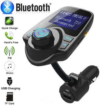 

Wireless Bluetooth Car MP3 Player USB Fast Charge TF FM Transmitter Car FM Modulator A2DP 5V 2.1A LCD Display Handsfree Car Kit