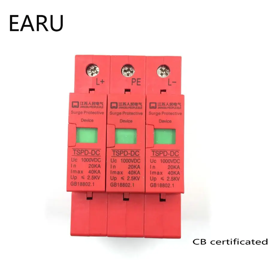 3P SPD DC 1000V 20KA~40KA Over Under Voltage House Surge Protector Low-voltage Arrester Device for PV Solar Energy System
3P SPD DC 1000V 20KA~40KA Over Under Voltage House Surge Protector Low-voltage Arrester Device for PV Solar Energy System