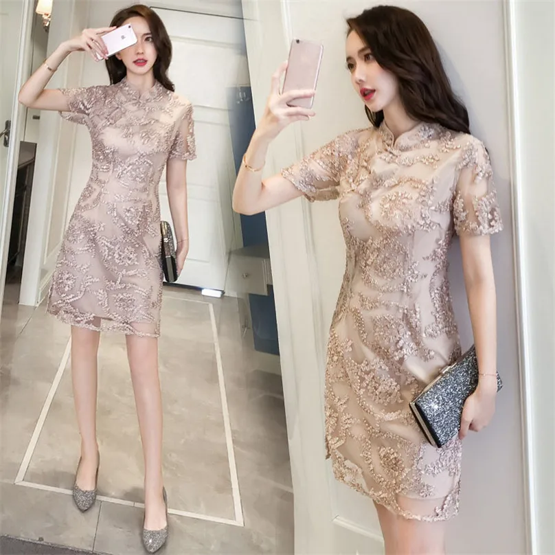 summer Dress Women fashion silk lace flowers noble Elegant Cheongsam slim full dresses for party meeting Hong Kong style
summer Dress Women fashion silk lace flowers noble Elegant Cheongsam slim full dresses for party meeting Hong Kong style