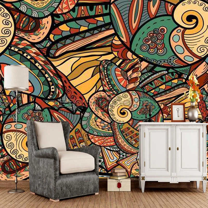 Retro wallpaper. Abstract Pattern with marine inhabitants murals for living room, bedroom sofa background PVC papel de parede
Retro wallpaper. Abstract Pattern with marine inhabitants murals for living room, bedroom sofa background PVC papel de parede