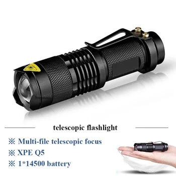 Mini led flashlight 2000 lumens lanterna torch Zoom waterproof 14500 rechargeable battery OR AA 
Mini led flashlight 2000 lumens lanterna torch Zoom waterproof 14500 rechargeable battery OR AA