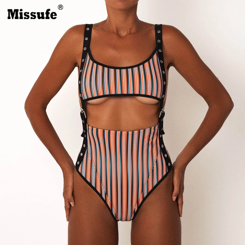 Missufe Buckle Hollw Out Beachwear With Padded Rompers Slim Stripe Combinaison Femme Sexy Jumpsuit Backless Bodysuits Women 2019
Missufe Buckle Hollw Out Beachwear With Padded Rompers Slim Stripe Combinaison Femme Sexy Jumpsuit Backless Bodysuits Women 2019