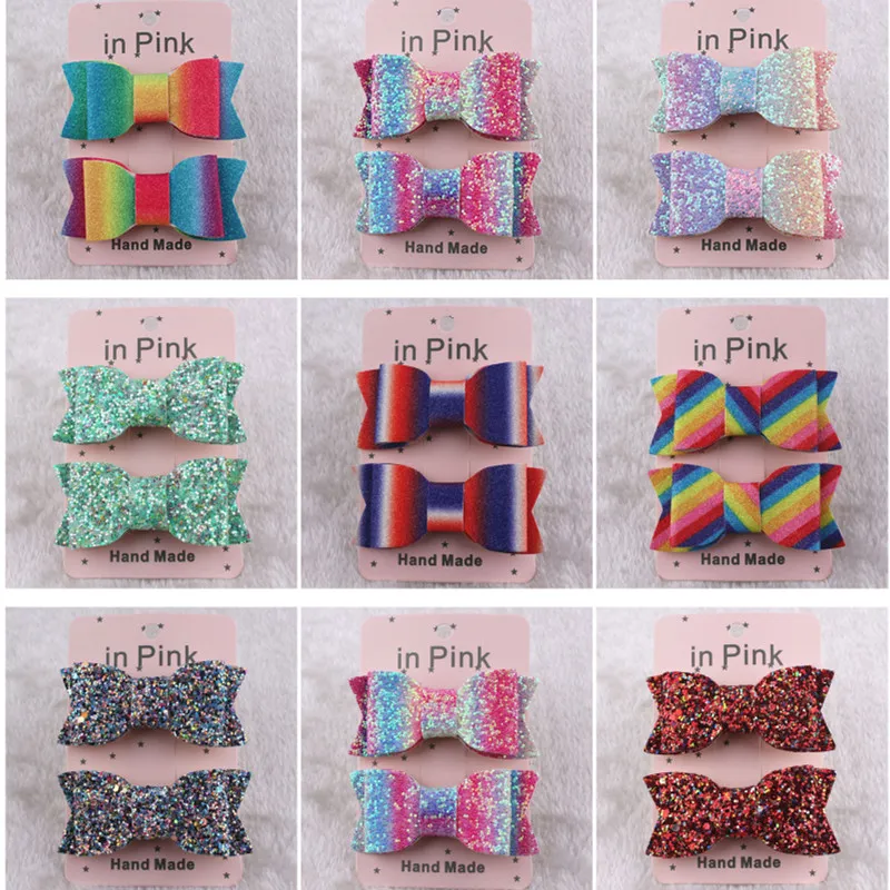 5pairs/lot New Synthetic Leather Sequins Girls Hair Clip Bows Clips Shiny Glitter Cute Princess Barrettes Headwear Accessoires
5pairs/lot New Synthetic Leather Sequins Girls Hair Clip Bows Clips Shiny Glitter Cute Princess Barrettes Headwear Accessoires