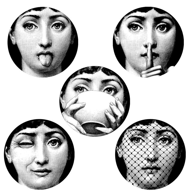 5 pieces Milan Italy Designer fornasetti plates pattern wallpaper separated painting wall stickers DIY wall decoration
5 pieces Milan Italy Designer fornasetti plates pattern wallpaper separated painting wall stickers DIY wall decoration