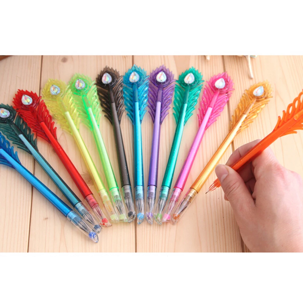 12 Colors Ink/pack Candy Color Peacock Diamond Gel Pen Creative Gift Stationery Colored Gel Pens School Office Supplies 0.5mm
12 Colors Ink/pack Candy Color Peacock Diamond Gel Pen Creative Gift Stationery Colored Gel Pens School Office Supplies 0.5mm