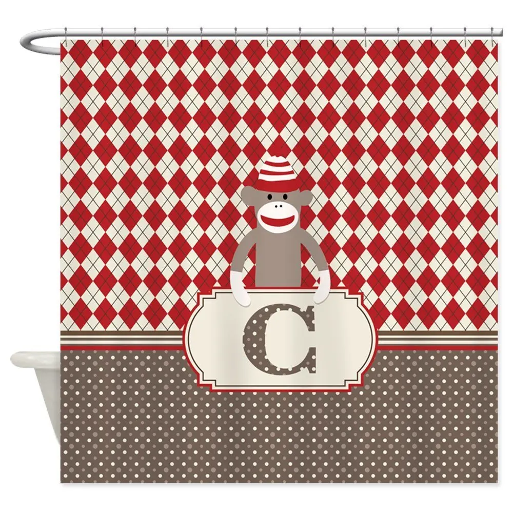 Retro Monogram C Sock Monkey Argyle Decorative Fabric Shower Curtain For The Bathroom With 12 Hooks
Retro Monogram C Sock Monkey Argyle Decorative Fabric Shower Curtain For The Bathroom With 12 Hooks