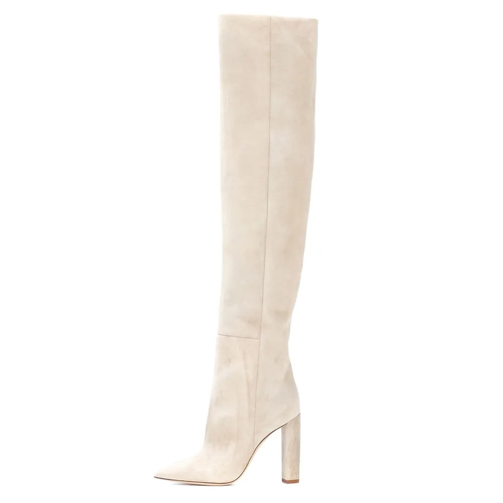 Fashion simple beige suede upper high-top casual boots pointed thick square heel shoes casual boots ladies winter high heels
Fashion simple beige suede upper high-top casual boots pointed thick square heel shoes casual boots ladies winter high heels
