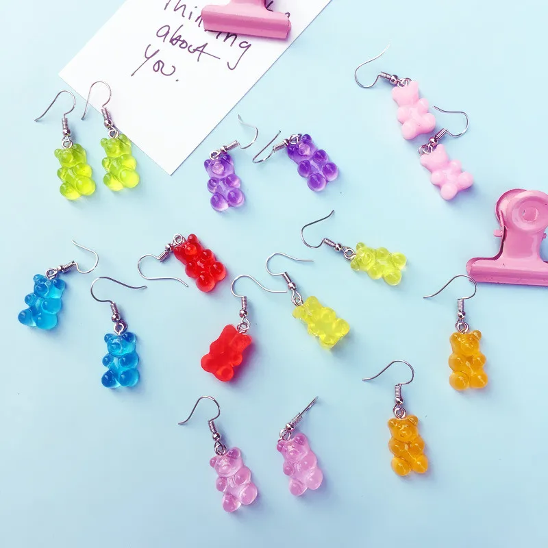 Sweet Cartoon Animal Bear Drop Earring Resin Colorful Candy Color Lovely Bear Earrings For Women Girl Funny Party Jewelry Gift
Sweet Cartoon Animal Bear Drop Earring Resin Colorful Candy Color Lovely Bear Earrings For Women Girl Funny Party Jewelry Gift