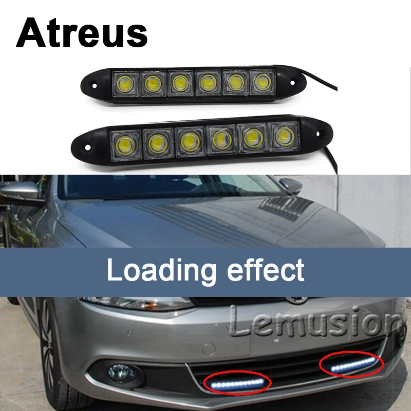 Atreus 2 шт. автомобиль светодиодный дневной светильник 12V 6 DRL Volkswagen VW Polo Golf 4 5 7 Passat B5 B6