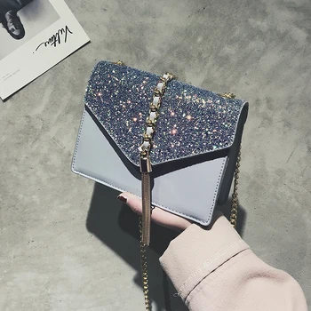 2019 Fashion New Ladies Sequin Square bag High quality PU Leather Women's Designer Handbag Tassel Chain Shoulder Crossbody Bag
2019 Fashion New Ladies Sequin Square bag High quality PU Leather Women's Designer Handbag Tassel Chain Shoulder Crossbody Bag