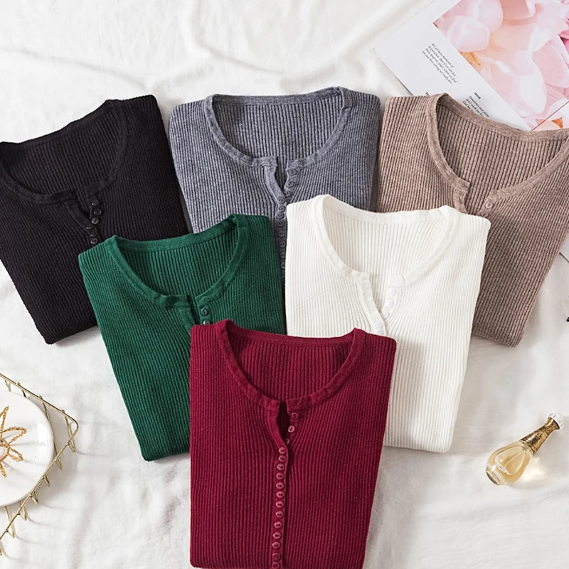 Casual Button Sweater Women V-neck Solid Autumn Female Knitted Sweater Pullovers Long Sleeve Chic Soft Jumper Knit Tops 2019
Casual Button Sweater Women V-neck Solid Autumn Female Knitted Sweater Pullovers Long Sleeve Chic Soft Jumper Knit Tops 2019