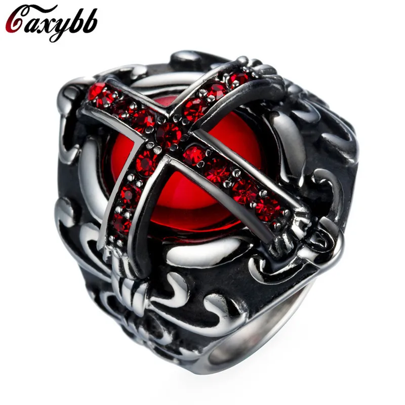 Red rhinestone cross man cool ring jewelry fashion 316L stainless steel charm men punk ring gothic finger ring
Red rhinestone cross man cool ring jewelry fashion 316L stainless steel charm men punk ring gothic finger ring