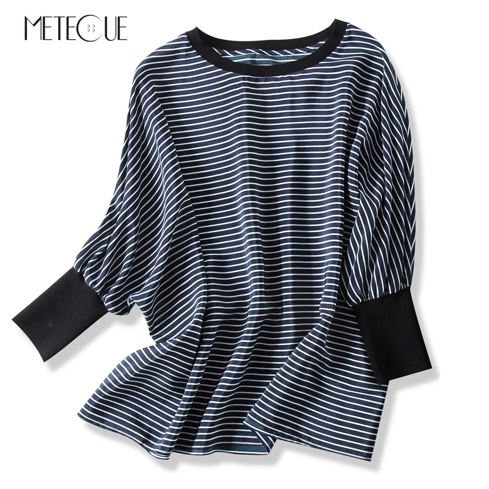 Oversized Striped O Neck Raglan Batwing Sleeve Silk Women T-shirt Casual Comfortable Breathable Woman Tshirt Top Summer 2019
Oversized Striped O Neck Raglan Batwing Sleeve Silk Women T-shirt Casual Comfortable Breathable Woman Tshirt Top Summer 2019