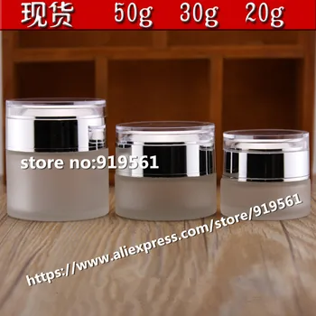 Free shipping 20g / 30g / 50g Frosted cream glass bottle with Silver lid, cream jars / empty glass jar
Free shipping 20g / 30g / 50g Frosted cream glass bottle with Silver lid, cream jars / empty glass jar