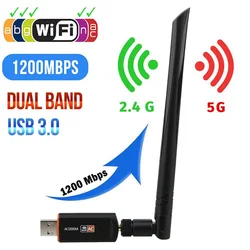 USB 3,0 1200 Мбит/с Wifi адаптер двухдиапазонный 5 ГГц 2,4 ГГц 802.11AC RTL8812BU Wifi антенна сетевой адаптер карта для ноутбука Настольный