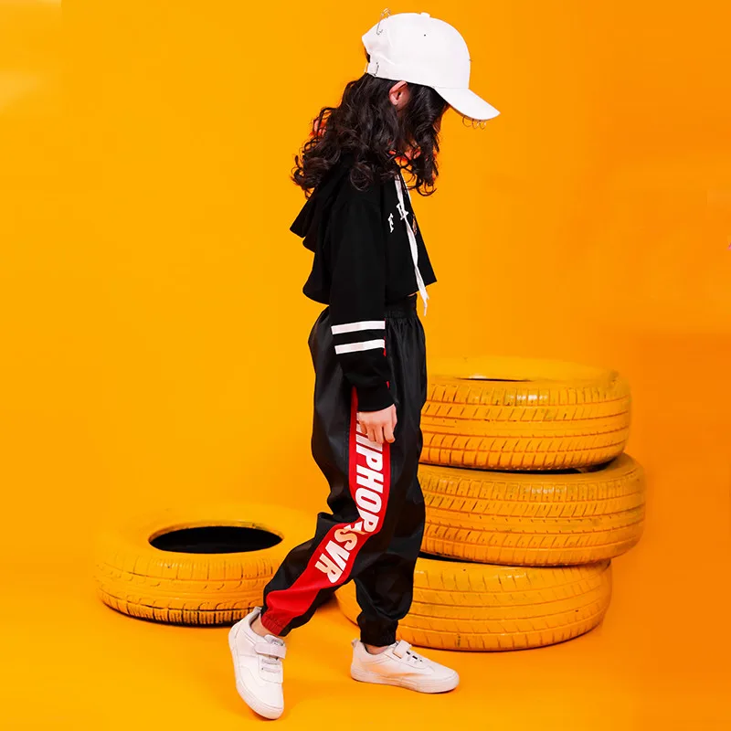 Jazz Dance Costumes Hip Hop Kids Long Sleeve Hooded Top Jogger Pants Girls Hiphop Clothes Street Dance Stage Show Wear (9)