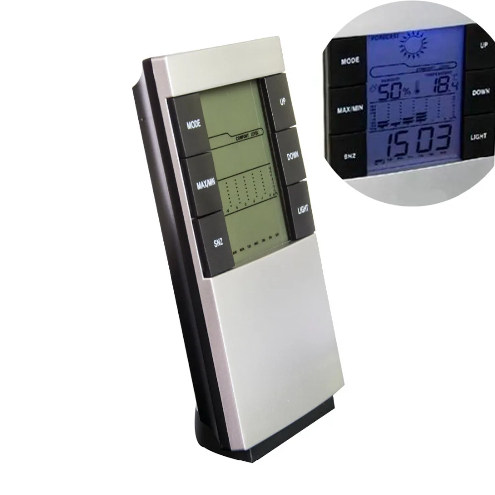 LCD Digital Thermometer Hygrometer Electronic Temperature Humidity Meter Clock Weather Station Indoor High Accuracy
LCD Digital Thermometer Hygrometer Electronic Temperature Humidity Meter Clock Weather Station Indoor High Accuracy